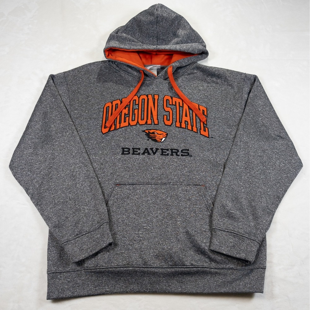 Oregon State Beavers Hoodie Mens L Gray Fleece Embroidered College Pullover
